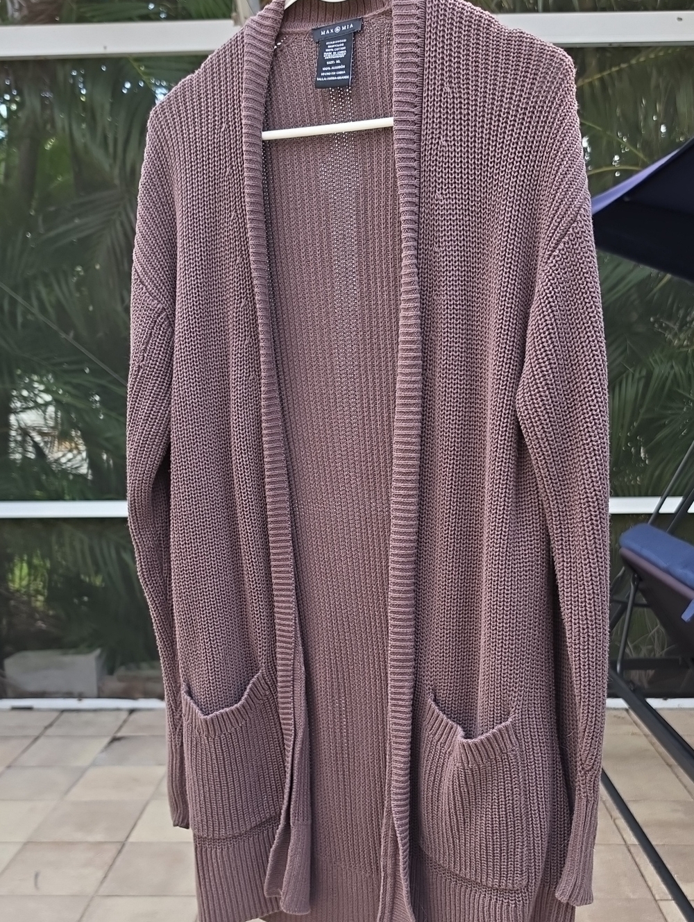 MAX & MIA 100% Cotton Gray Open-Front Cardigan